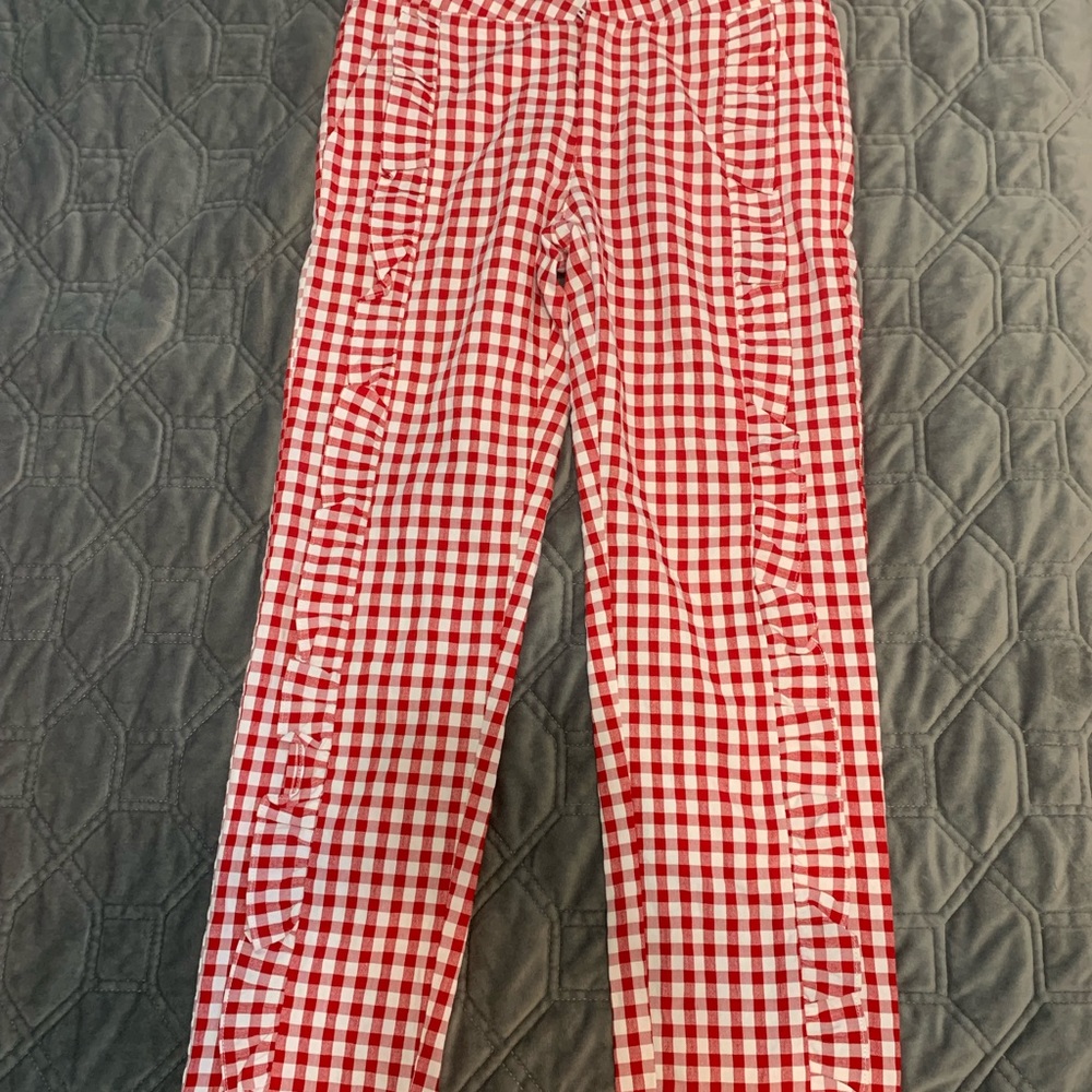 Zara red gingham pants girls 11-12